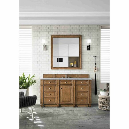 James Martin Vanities Bristol 60in Single Vanity, Saddle Brown w/ 3 CM Eternal Jasmine Pearl Quartz Top 157-V60S-SBR-3EJP